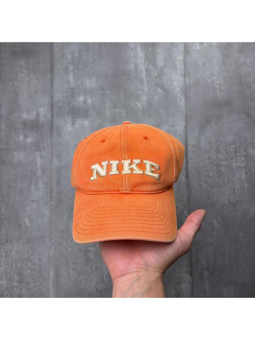 Y2K Orange Nike Spellout Grunge Skater Hat